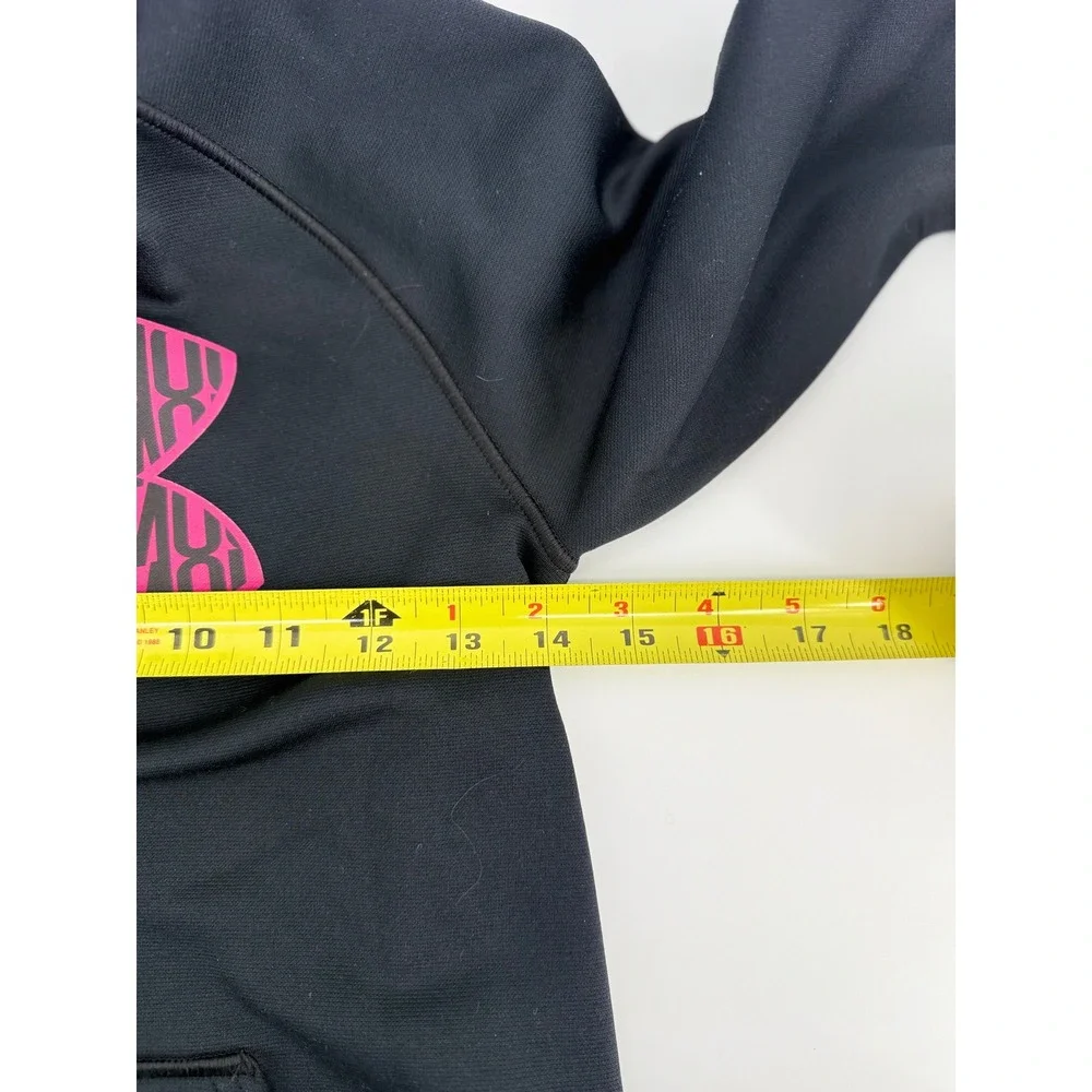 Under Armour ColdGear Hoodie Youth Small Polyester Black Pink Logo Gorpcore